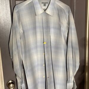 Nordstrom Men's Subtle Blue and White Checkered Shirt